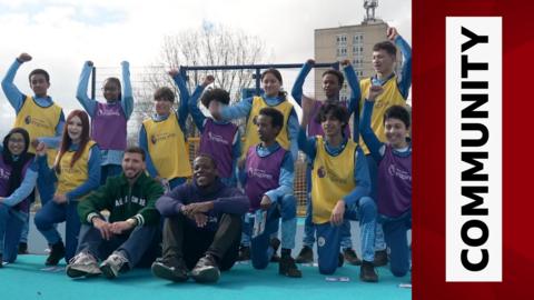Ruben Dias and Nedum Onuoha with young Man City fans 