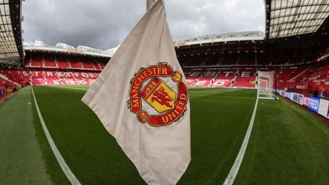 A corner flag inside Manchester United's Old Trafford stadium
