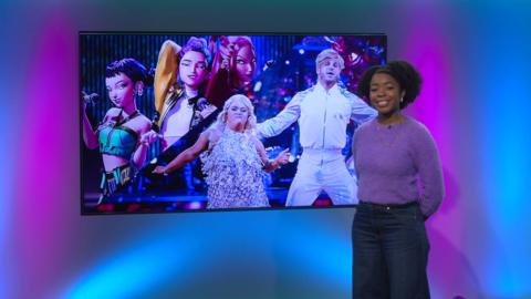 Emma-Louise on the Newsround set