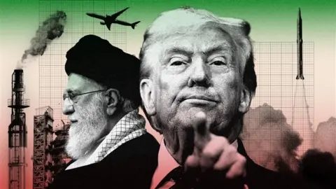 Stylised image of Trump and Ayatollah Khamanei