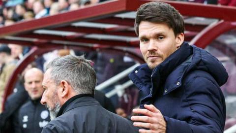 Hearts manager Derek McInnes and Rangers head coach Danny Rohl