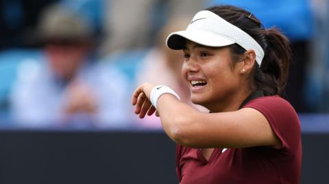Emma Raducanu appeared emotional after securing victory