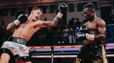 Charlie Edwards aims a shot at Thomas Essomba