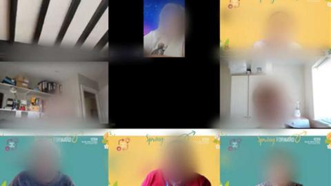 Image of people attending an online meeting. Each individual has been blurred to protect their identity. The participants are arranged in boxes.