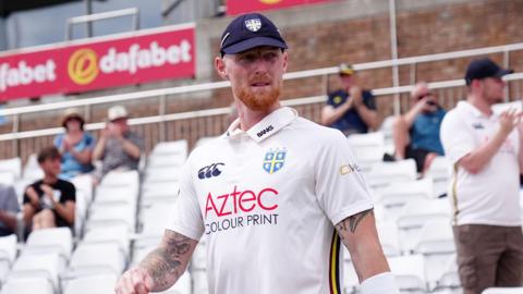 Ben Stokes walking down the steps to the field at Chester-le-Street