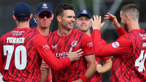 Sir James Anderson takes a wicket for Lancashire