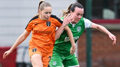 Glasgow City's Sofia Maatta and Hibernian's Linzi Taylor
