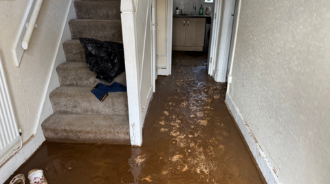Mud on a hallway floor