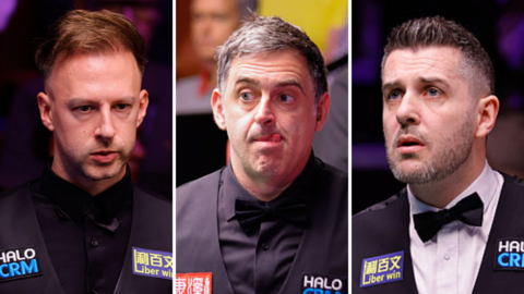 Close-up pictures of Judd Trump, Ronnie O'Sullivan, Mark Selby