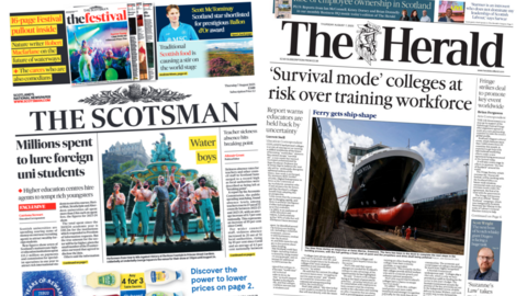 The Scotsman and the herald front pages