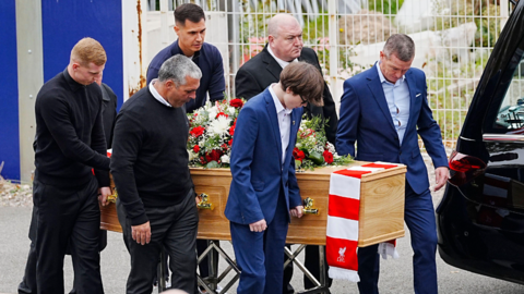 Matt Beard's coffin before the funeral service at Liverpool's Metropolitan Cathedral