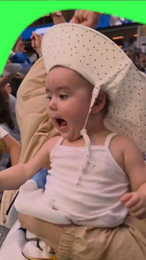 Baby celebrates a goal for Uruguay in the FIFA World Cup