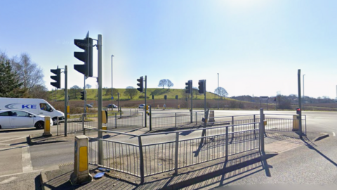 Streetview of Hamilton Road junction, of the A617 Sherwood Way South, in Sutton-in-Ashfield, Nottinghamshire.