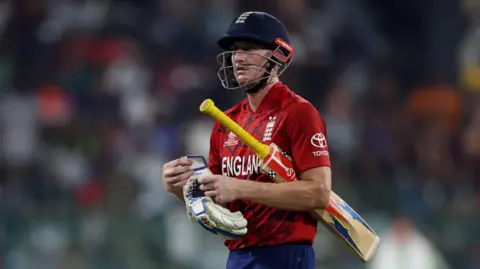 Harry Brook walks off after being dismissed