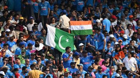 India and Pakistan fans at a cricket match