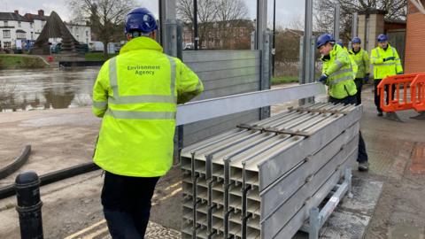 Flood defences being built