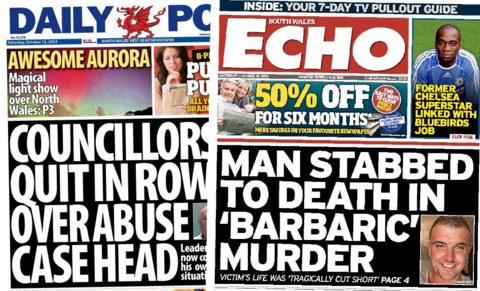 Daily Post and South Wales Echo front pages