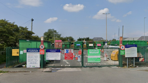 View of Frodsham Household Waste Recycling Centre in Frodsham, Cheshire