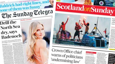 A composite image of the front pages of The Sunday Telegraph and Scotland on Sunday.