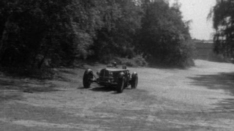 A racecar on Brooklands race course.