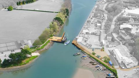 An architect's drawing of a bridge in Truro