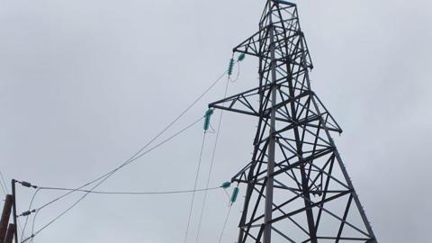 The pylon at Treforest Industrial Estate