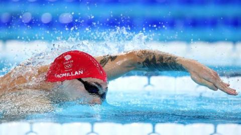 Team GB's Jack McMillan during the 4x200m freestyle relay heats.