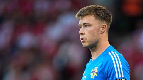 Bailey Peacock-Farrell in action for Northern Ireland