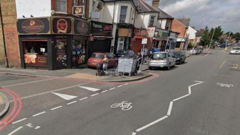A google maps image of Oxford Road at the junction with Belmont Road