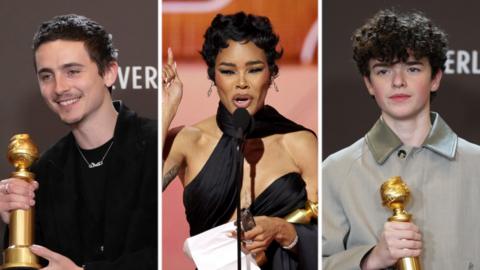 Timothee Chalamet, Teyana Taylor and Owen Cooper are pictured.