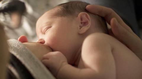 A baby being breastfed