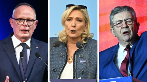 A composite image of three French politicians - with one woman flanked by two men