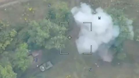 A screen grab from a video released by Russian Ministry of Defense shows Russian forces launching a missile attack, targeting the military equipment of Ukrainian Armed Forces at the border area near Kursk Oblast, Russia on August 08, 2024.