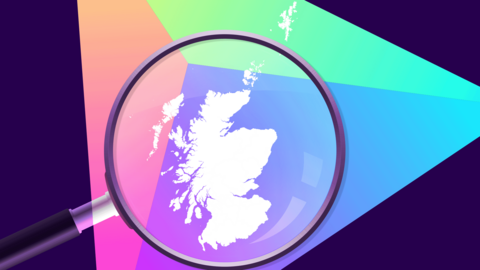 a map of Scotland in a magnifying glass