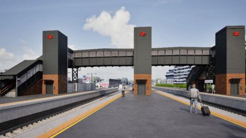 A computer generated image shows what the new railway bridge will look like at Luton station