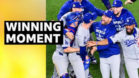 Los Angeles Dodgers celebrate after winning the World Series