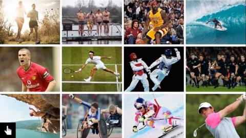 Collage of different sports images.