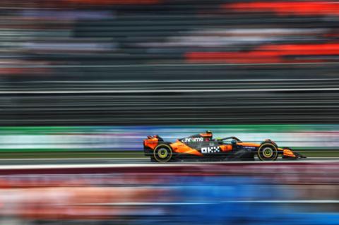 Great Britain's Lando Norris driving the McLaren MCL39 Mercedes on track during practice ahead of the F1 Grand Prix of Netherlands at Circuit Zandvoort. Photo by Alastair Staley
