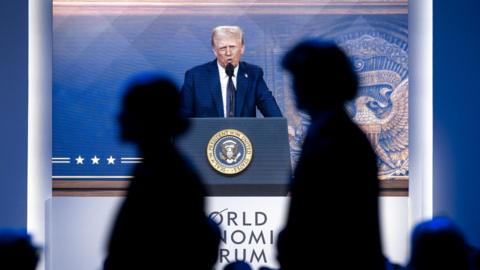 President Trump addresses World Economic Forum in Davos via videostream.