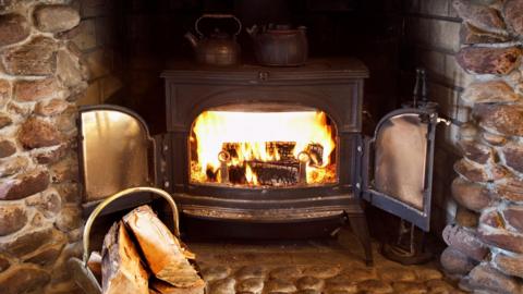 A wood burning stove