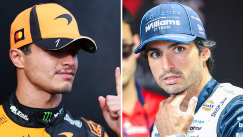 A split image of Lando Norris and Carlos Sainz
