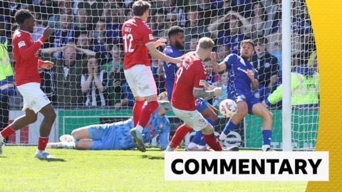 Josh Stones scores for York City against Rochdale