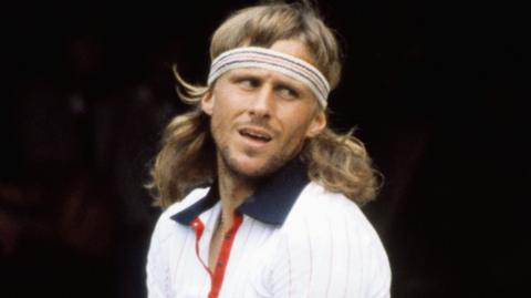 Bjorn Borg waits to serve during the 1980 Wimbledon final against John McEnroe