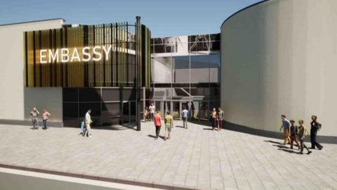 An artist's impression of the proposed alterations to the main entrance of the theatre. 