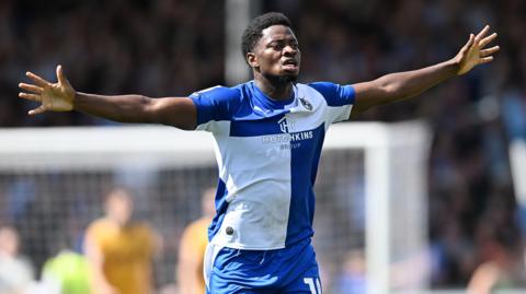 Bristol Rovers' Bobby Kamwa during his sides 5-3 win over Newport County