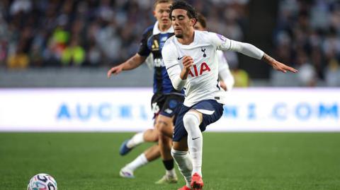 Luca Williams-Barnett in action for Tottenham against Auckland FC 