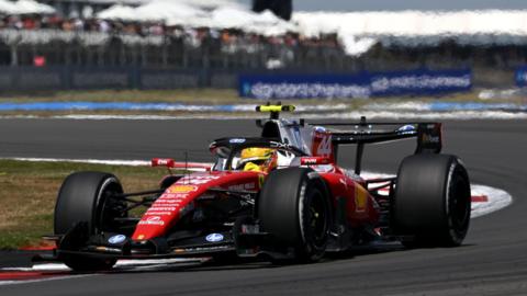 Ferrari's Lewis Hamilton during practice for the British Grand Prix