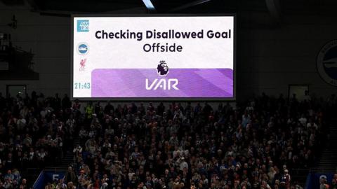 Image of a VAR screen during a Premier League match