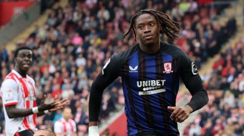 Middlesbrough's Kaly Sene celebrates his equaliser at Southampton