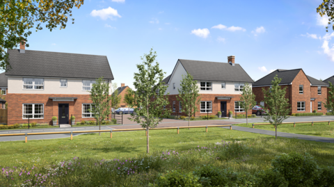 An artist impression of the new homes planned for land off Heacham Drive in Leicester.